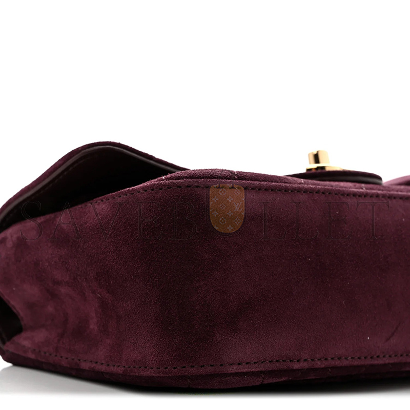 CHANEL SUEDE CALFSKIN MINI SOUPLISSIMO FLAP BURGUNDY (20*13*6cm)